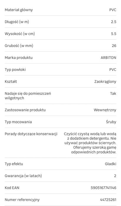 NOWE 2 x listwa przypodłogowa Arbiton LM 55 dąb almelo