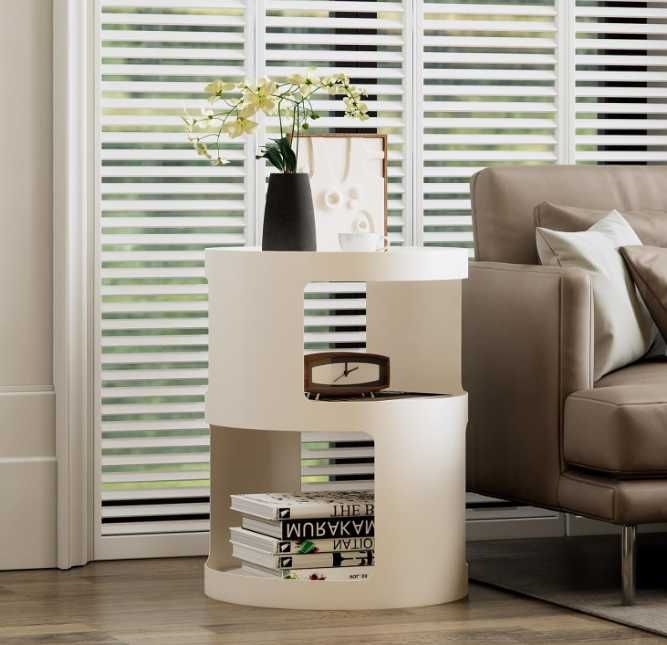 Okrągły stolik nocny metalowy 40cm loft nowy opak. otwarte