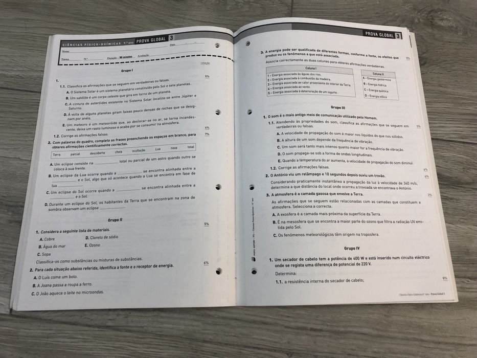 Livro exercícios preparação prova global físico-quimica