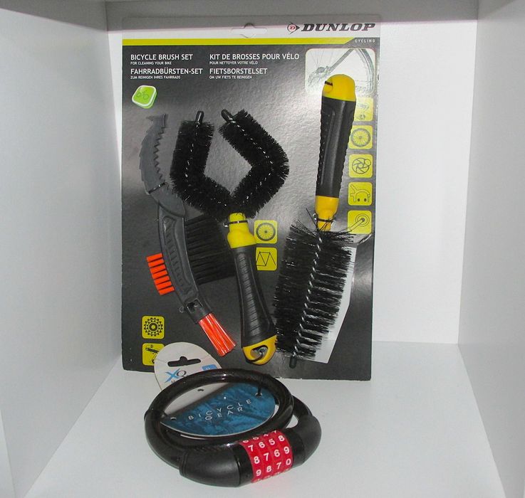 Dunlop Bicycle Brush Set + Bicyle Lock