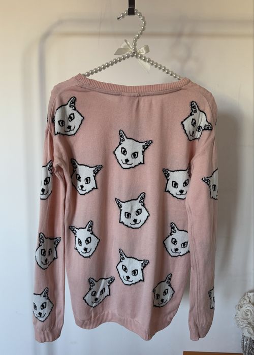 Sweter Bershka pieski różowy S