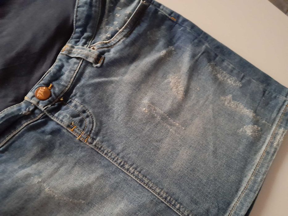 H&M MAMA spódnica jeans mini z przetarciami M