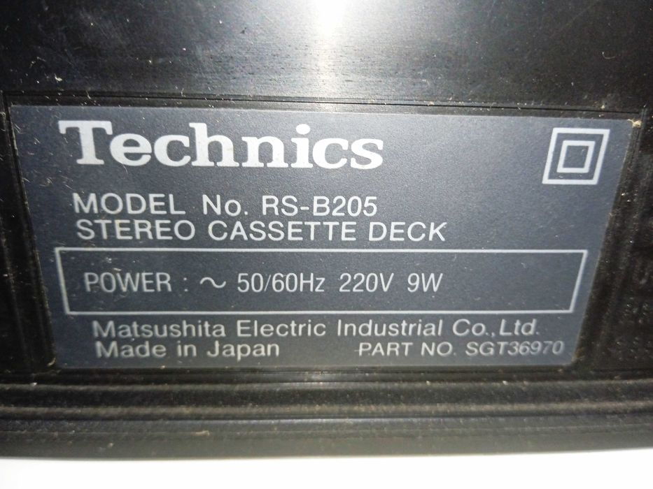 Gravador de cassetes Technics Modelo RS-B205 + cabo de eletricidade