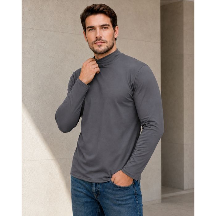 Męski golf bawełniany z długim rękawem ciemnoszary 3XL