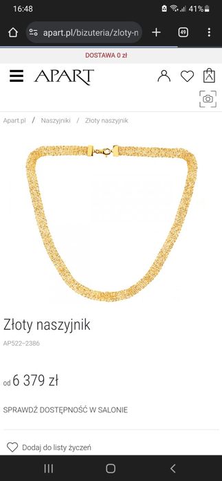 Złoty naszyjnik_łańcuszek_Apart