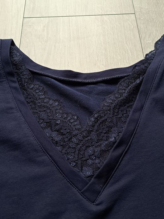 Sukienka damska oversize granat koronka kieszenie L