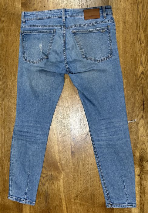 Spodnie jasne jeansy z przetarciami super skinny Pull&Bear rozmiar 42