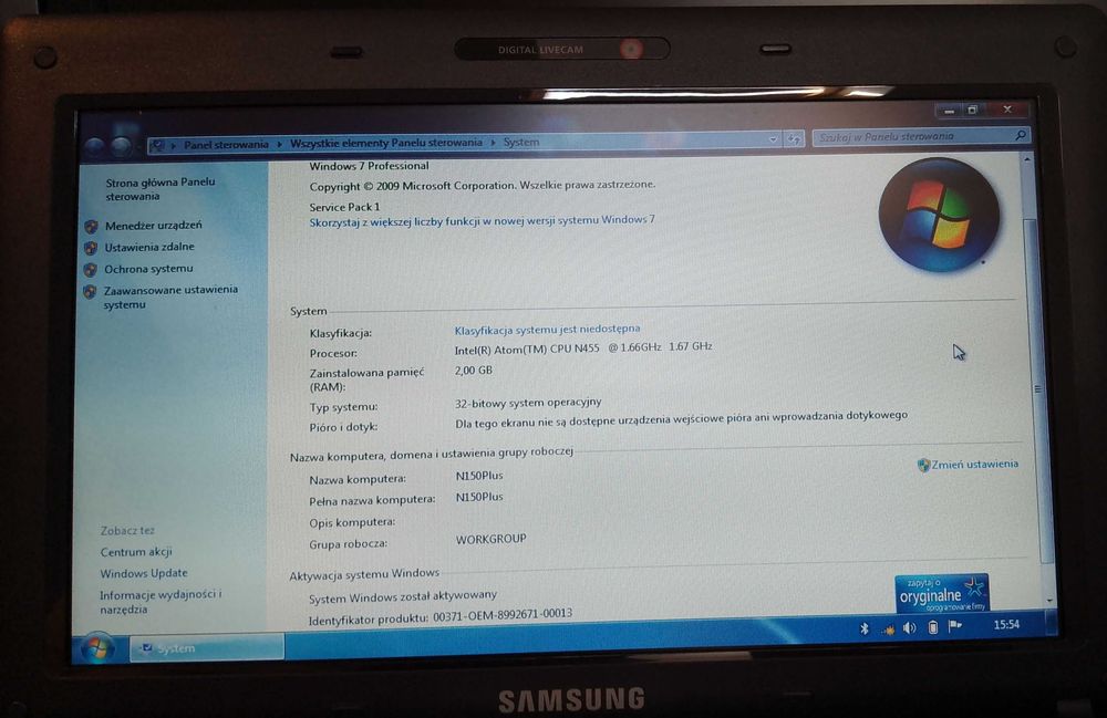 netbook Samsung N150 Plus  2x 1,66Ghz 2GB 160GB 10,1"