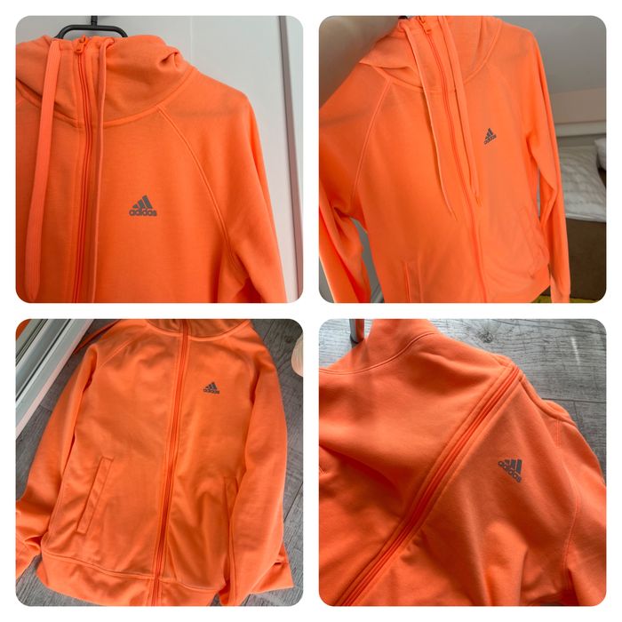 rozpinana neonowa pomarańczowa bluza z kapturem Adidas XS