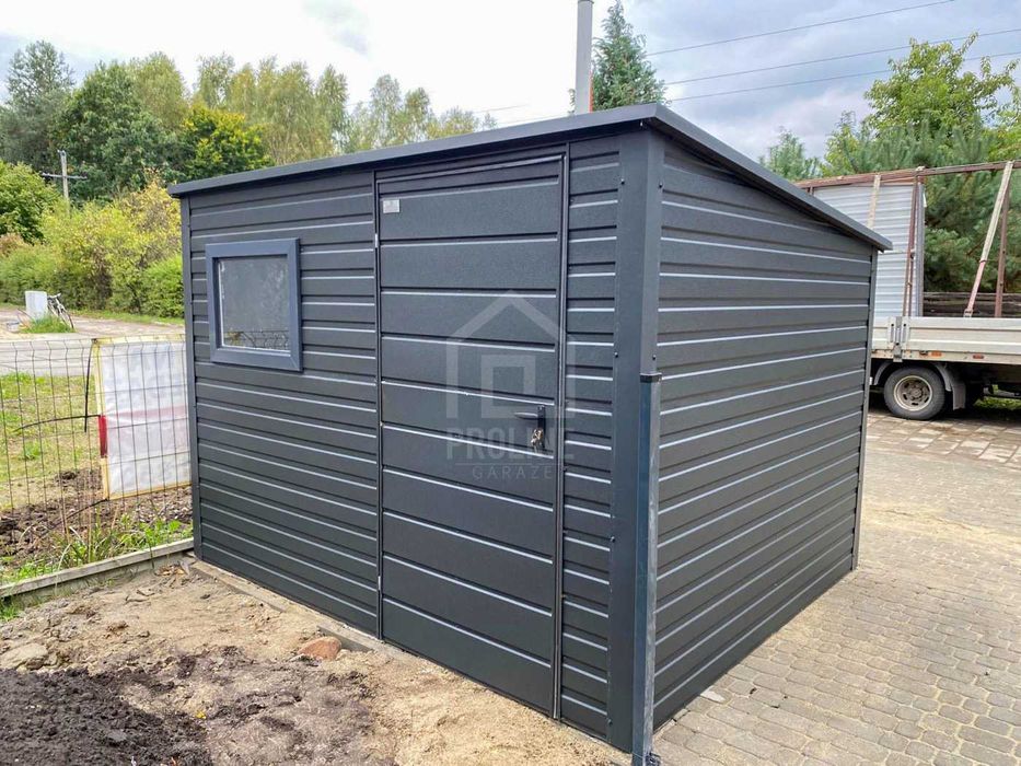 Schowek domek ogrodowy 2,8×2 drzwi okno dach spad w tył PLG246