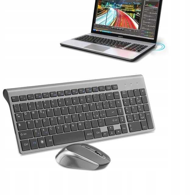 JOYACCESS Bezprzewodowa klawiatura i mysz, 2,4 Ghz UK