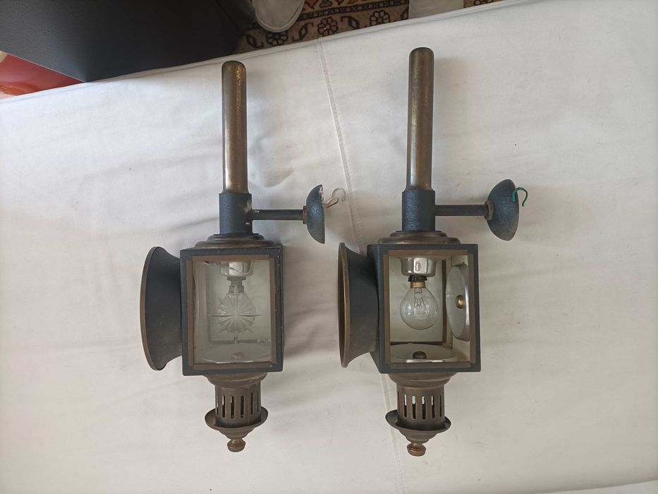 Vintage Par de Lanternas Parede Candeeiros Electrificadas