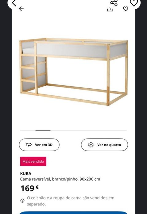 Cama reversível tipo beliche