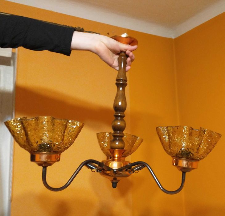 Lampa wisząca żyrandol vintage PRL UNIKAT