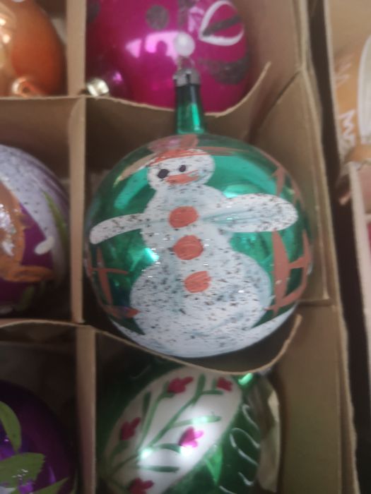 Stare bombki PRL ręcznie malowane