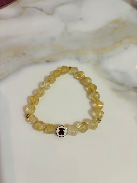 Bransoletka cytryn zawieszka miś