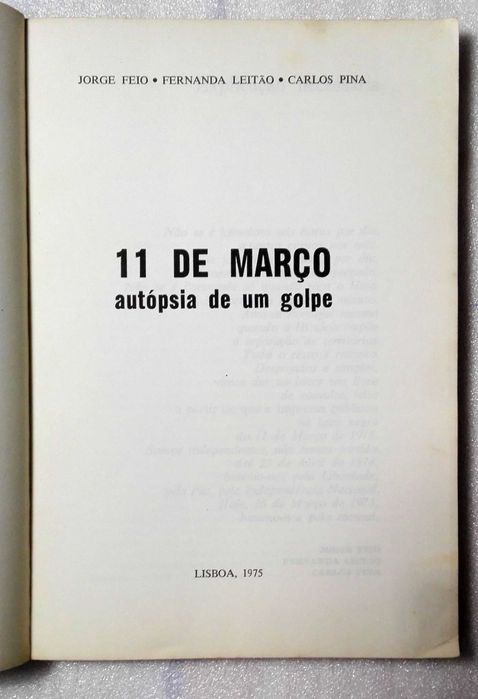 Livro 11 Março: Autopsia de um Golpe