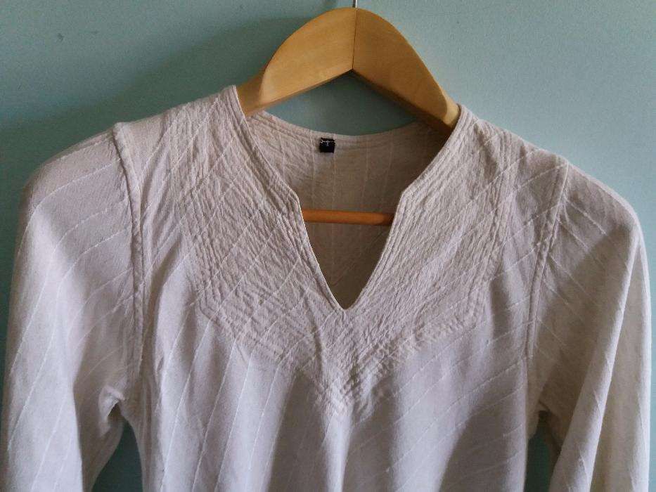 Túnica de algodão branca, boho ou medieval