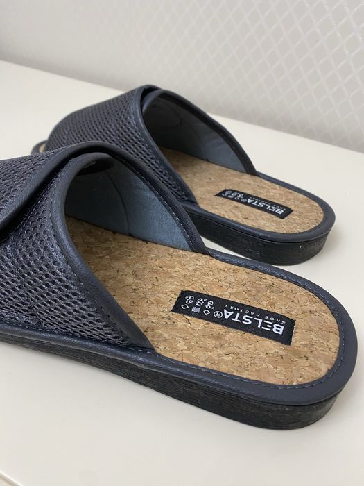 Тапочки мужские с открытыми пальцами на липучке Белста серый и черный