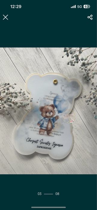 Zaproszenie na chrzest święty lub roczek