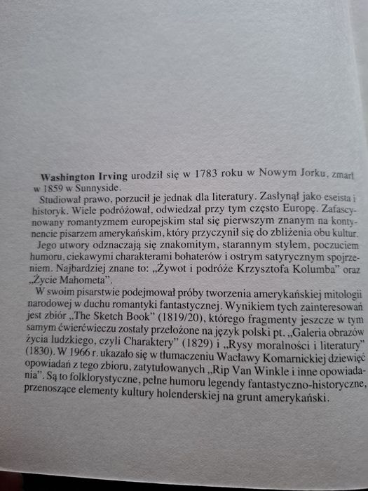 Książka "Rip Van Winkle i inne opowiadania" Washington Irving