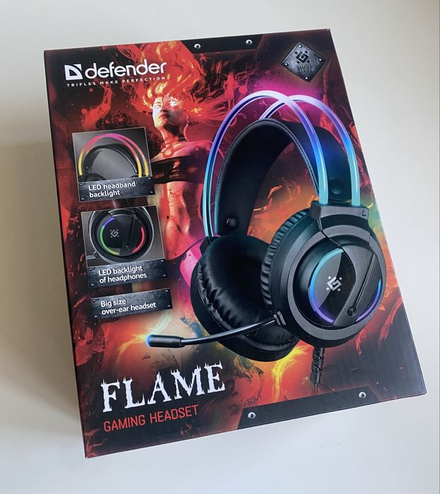Нові навушники з мікрофоном Defender Flame RGB Black гарнітура