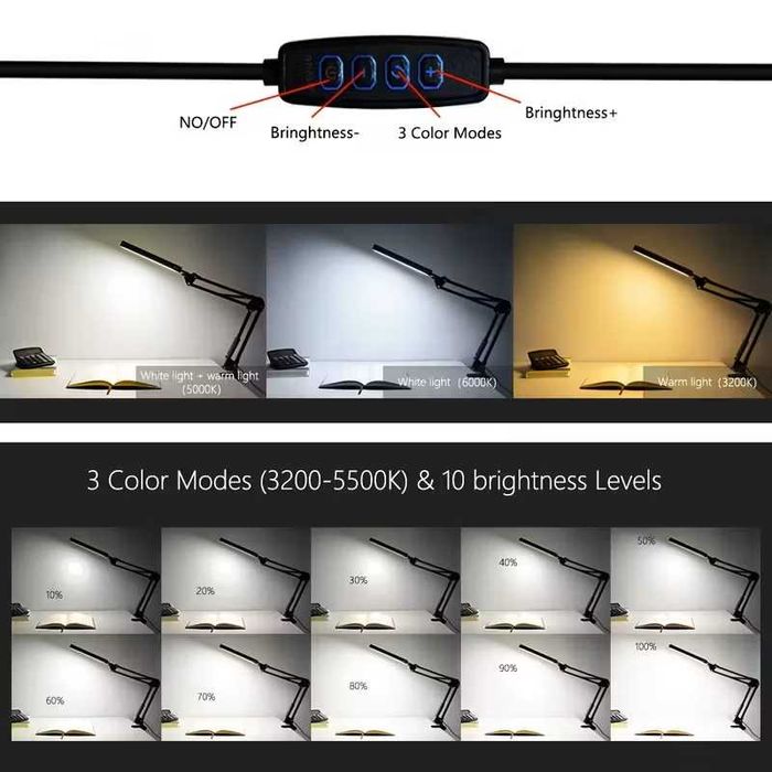 NOVO - Candeeiro de Mesa LED - Articulado - Branco