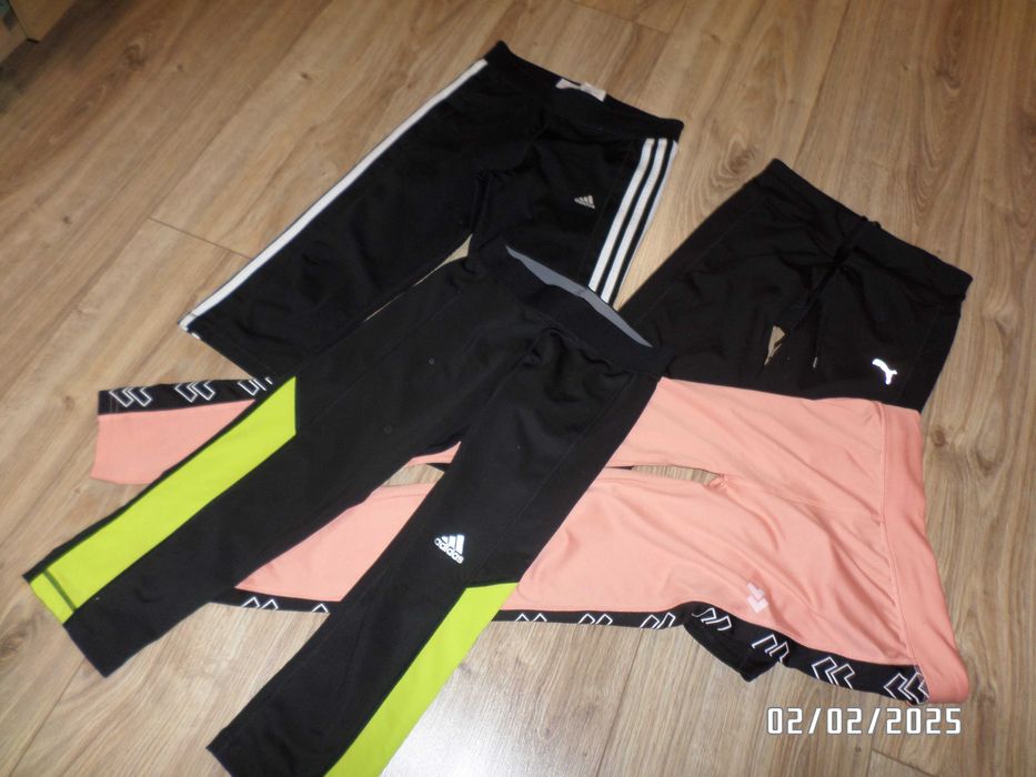 4 pary spodni -legginsy dla dziewczynki-11-12 lat-Puma, Adidas