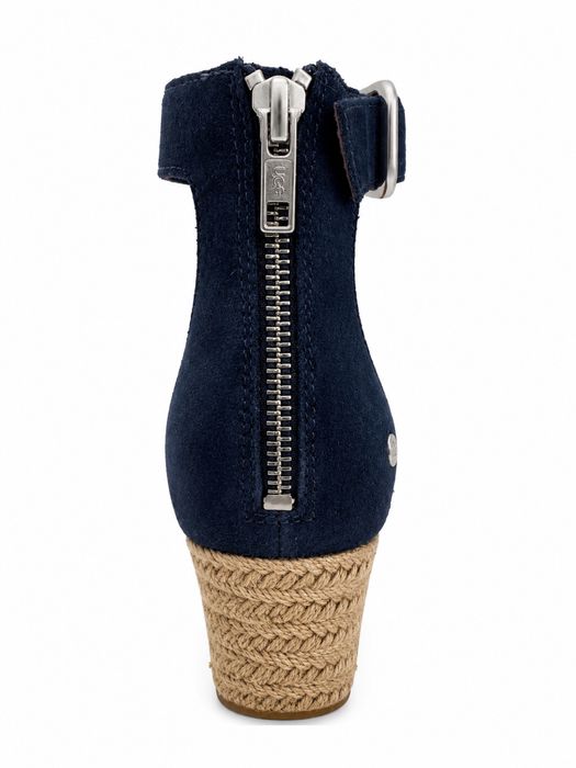 Жіночі босоніжки UGG Zoe II оригінал замшеві темно-сині на танкетці 38