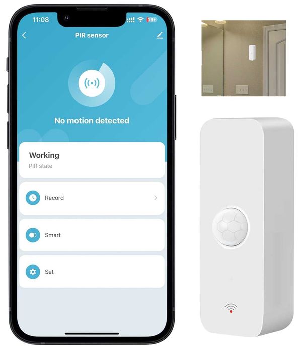 Czujnik Ruchu WiFi PIR Smart Home Alarm Tuya 6m Zasilanie Bateryjne