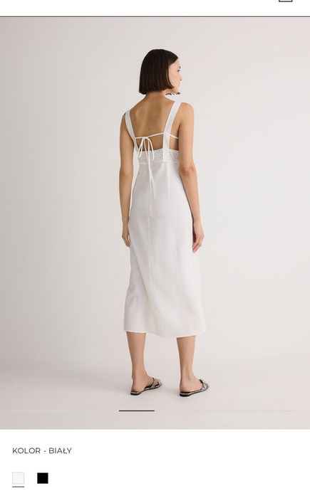Sukienka z lnem Reserved, biała, rozmiar L/40