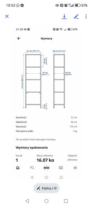 Regał Vittsjo Ikea loft