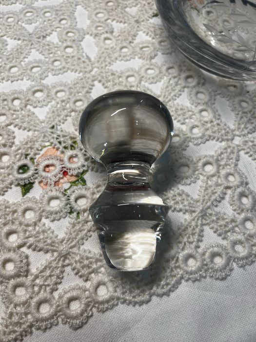 Szklana karafka z korkiem grawerowana motyw roślinny 30 cm #12