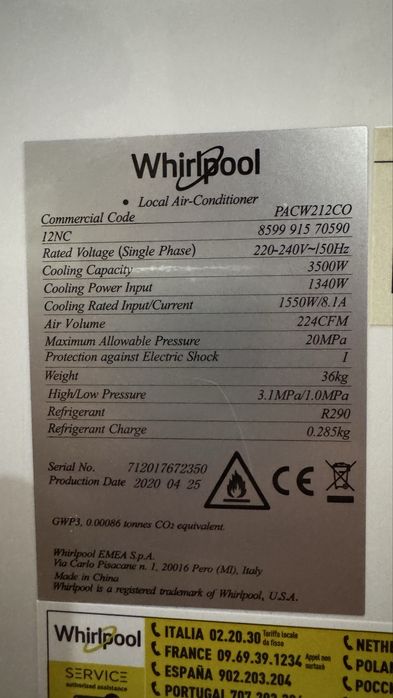 Ar condicionado portátil Whirlpool