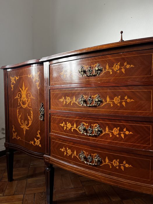 Conjunto 3 móveis de sala de cerejeira, estilo francês, embutidos