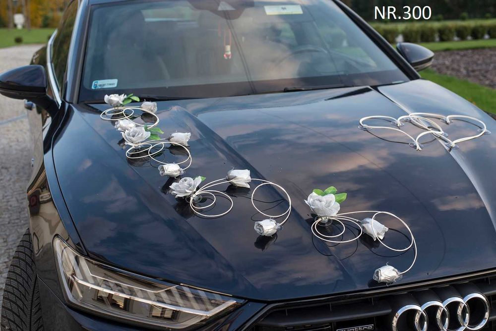 Dekoracja na samochód SREBRNE RÓŻE-Tylko u nas ozdoba na AUTO 300