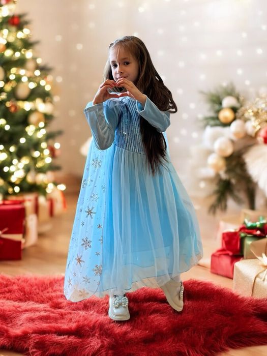 Сукня Ельзи Ельза плаття дитяче костюм Эльза Frozen голубе довге 3-9р.