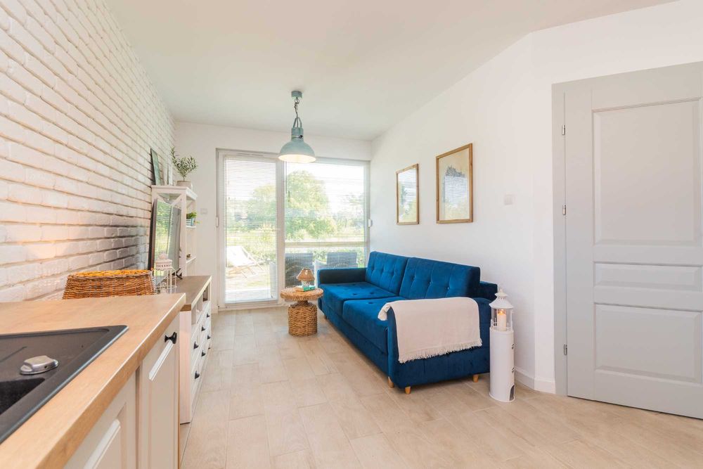 Całoroczny Apartament lubię błękit   Jantar Park-38 metr+taras+ogródek