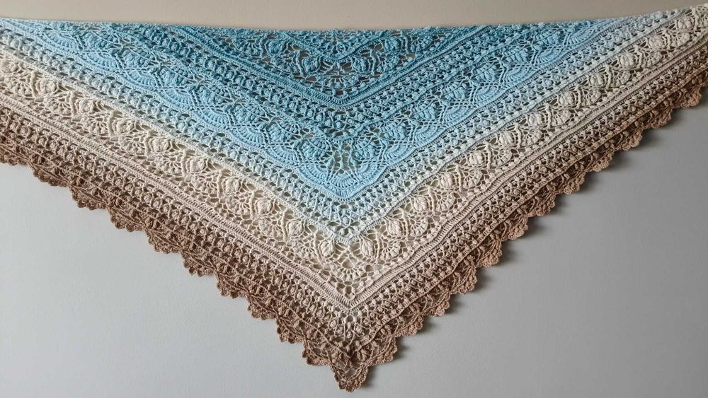 Chusta Ombre, ręcznie robiona na szydełku, szydełko, Handmade