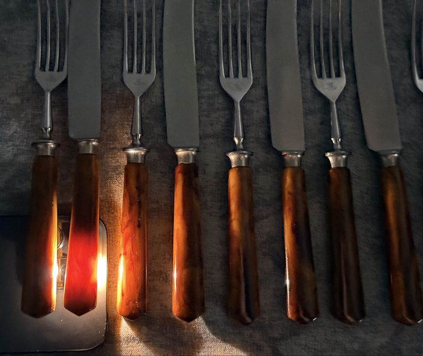 Набор столовых приборов Solingen с каталиновыми бакелит ручками GDR