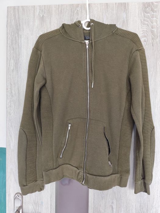 Khaki zapinana bluza z kapturem Zara Man S