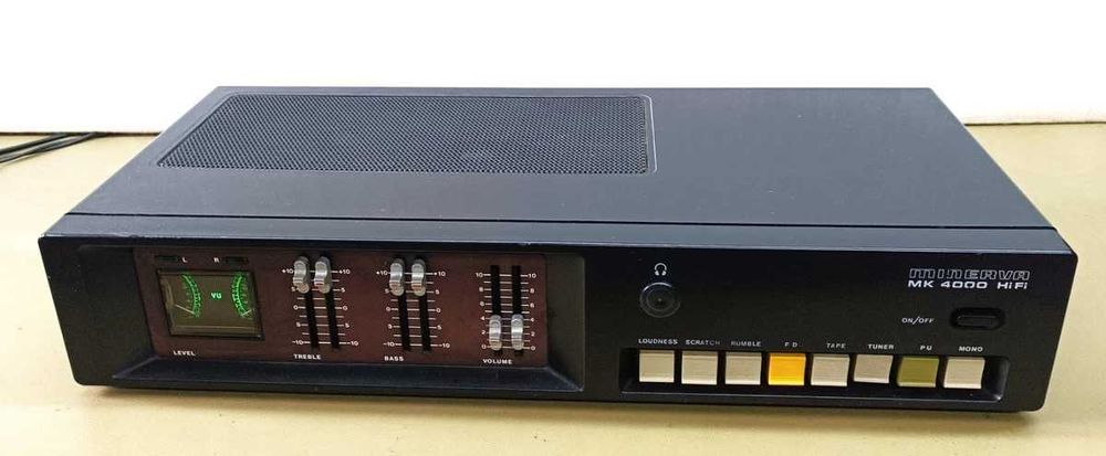 Włoski wzmacniacz Minerva MK 4000 , 1975r., 2×25Wt na 4Ohm, biały kruk