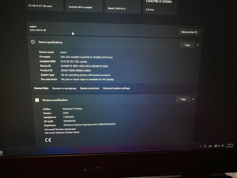 Acer Nitro 5 AN515-58 (NH.QFSEU.00C) Obsidian Black