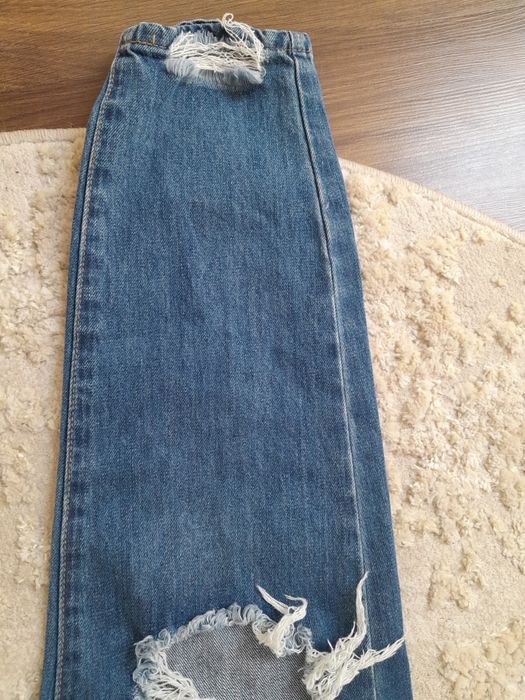Spodnie mom jeans dziury przetarcia bawełna jeansy m l modne