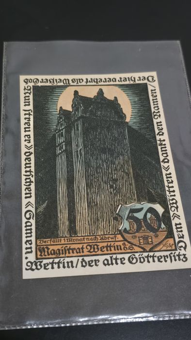 Nota Antiga Alemã Notgeld 50 Pfennig (1921) – Wettin / Weimar