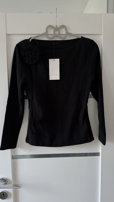 Zara nowa z metką bluzka longsleeve aplikacja kwiat 3D M L XL classic