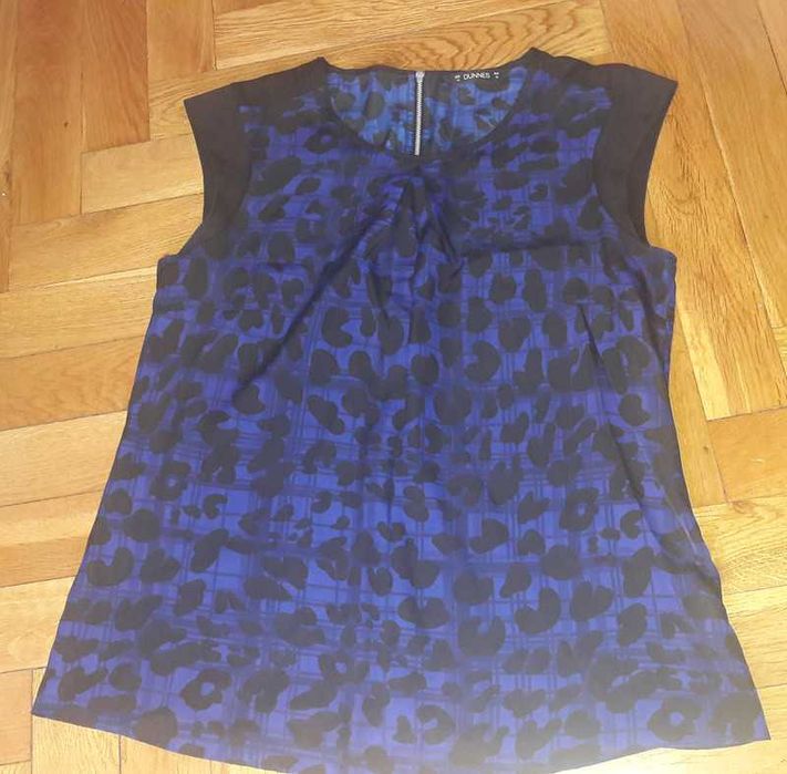 Elegancka niebieska panterka bluzka Dunnes Stores XL