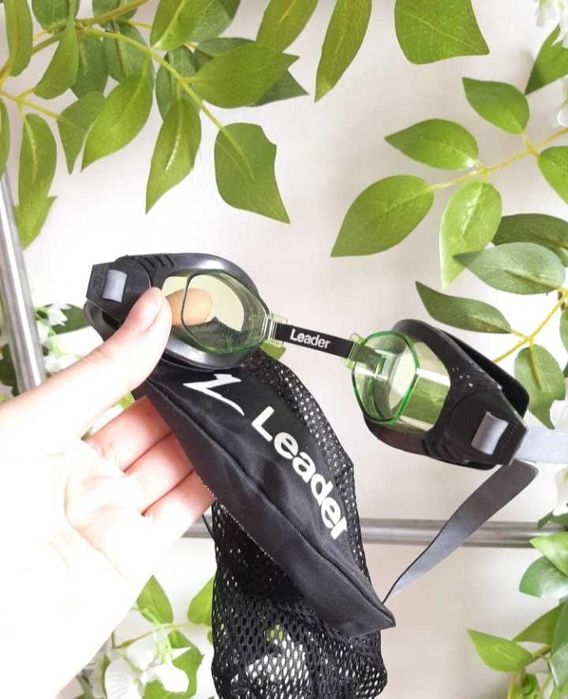 Gogle pływackie wodne Leader czarne zielone woda do wody