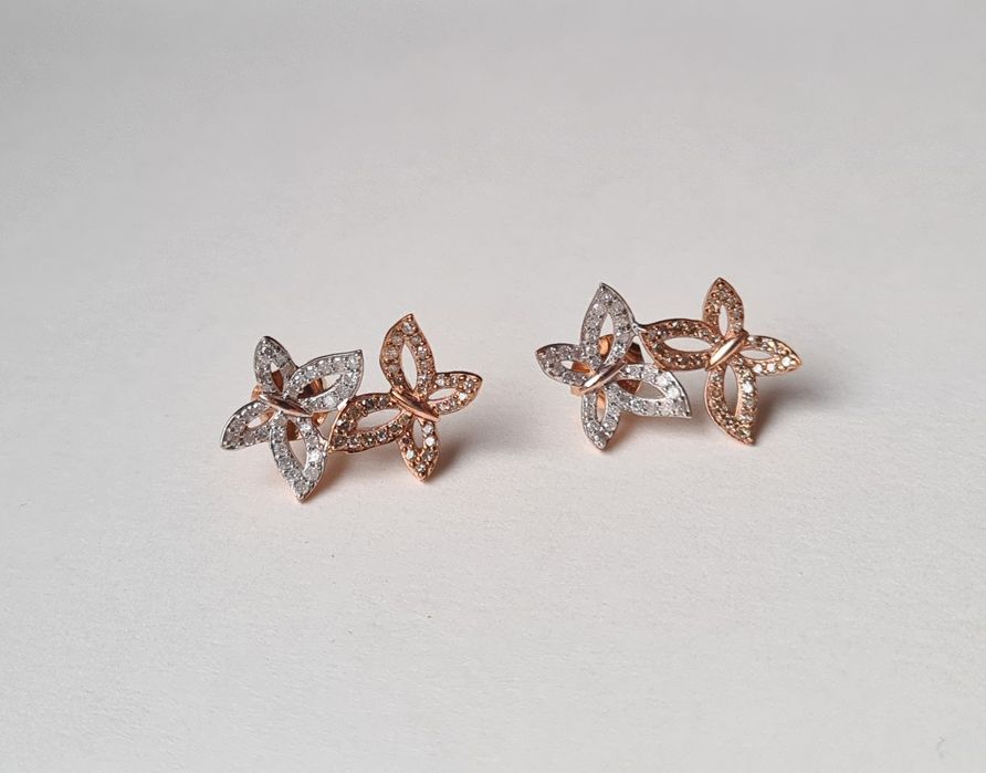 Kolczyki srebro pozłacane złotem 18k Vermeil, diamenty