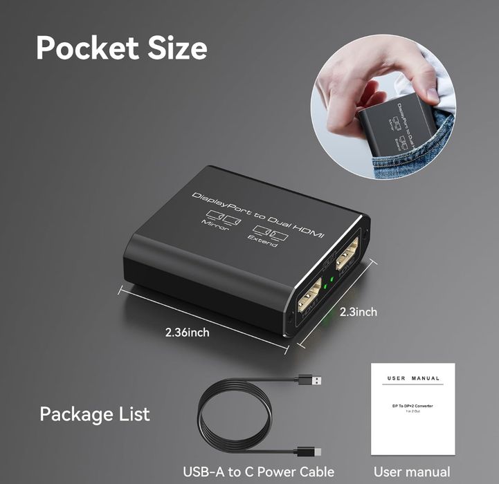 4K60Hz DisplayPort do podwójnego adaptera HDMI Display Port dual hdmi